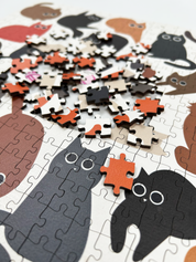 MasterPiece Puzzles luxury wooden puzzle of cats. A great gift idea for cat lovers and puzzlers. Also can be framed as artwork for wall decor once complete.