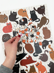 MasterPiece Puzzles luxury wooden puzzle of cats. A great gift idea for cat lovers and puzzlers. Also can be framed as artwork for wall decor once complete.