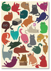 Curious Cats is a MasterPiece wooden jigsaw puzzle featuring a delightful collection of curious cats in various poses and playful scenes. This charming puzzle is a must-have for cat lovers! Precision-cut from 3mm thick wood and expertly printed, our MasterPiece puzzles offer a tactile and satisfying puzzling experience like no other. like no other. This puzzle is perfect for 'crazy cat ladies', art lovers and anyone looking for a thoughtful gift.