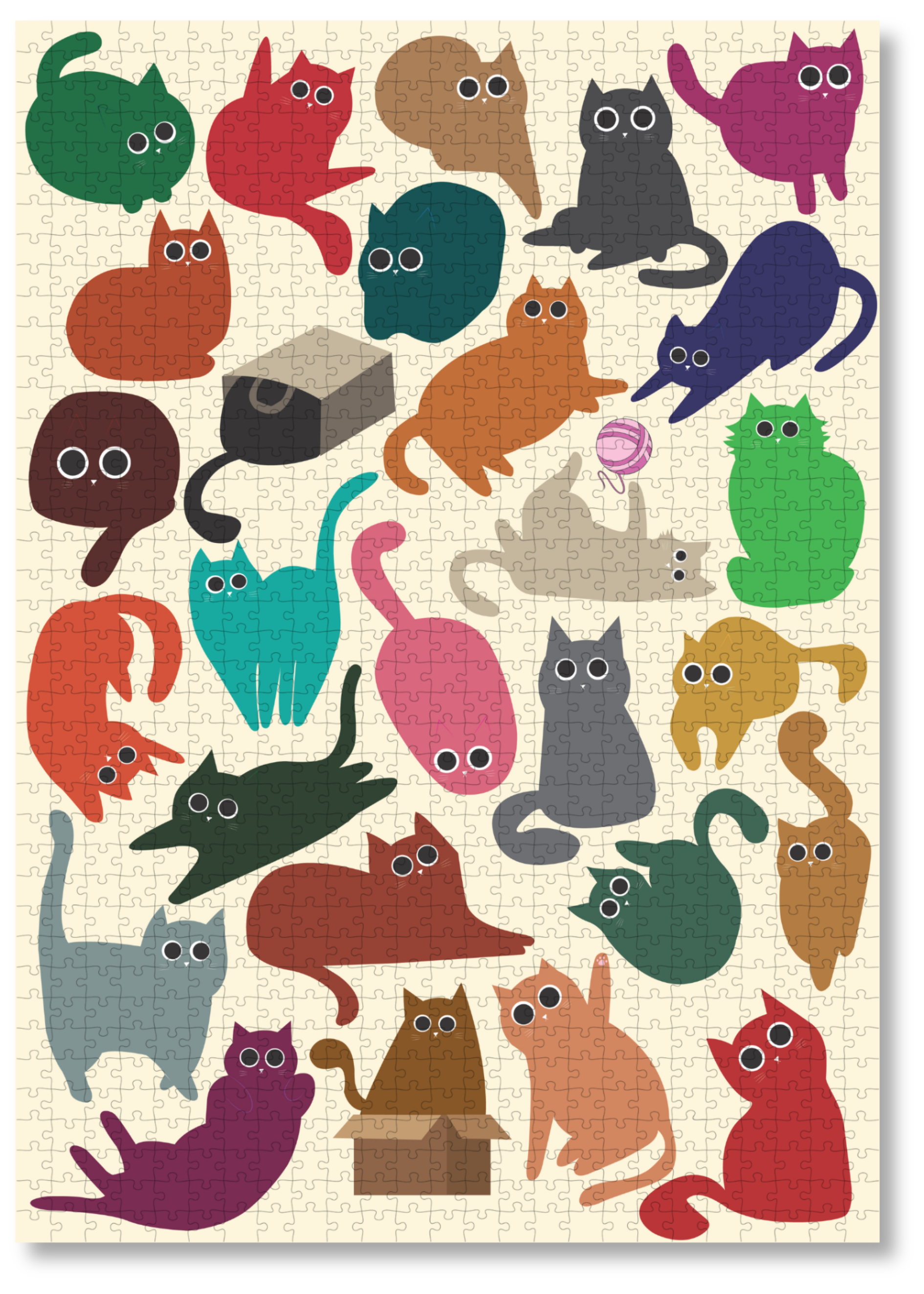 Curious Cats is a MasterPiece wooden jigsaw puzzle featuring a delightful collection of curious cats in various poses and playful scenes. This charming puzzle is a must-have for cat lovers! Precision-cut from 3mm thick wood and expertly printed, our MasterPiece puzzles offer a tactile and satisfying puzzling experience like no other. like no other. This puzzle is perfect for 'crazy cat ladies', art lovers and anyone looking for a thoughtful gift.