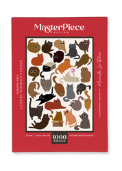Curious Cats is a MasterPiece wooden jigsaw puzzle featuring a delightful collection of curious cats in various poses and playful scenes. This charming puzzle is a must-have for cat lovers! Precision-cut from 3mm thick wood and expertly printed, our MasterPiece puzzles offer a tactile and satisfying puzzling experience like no other. like no other. This puzzle is perfect for 'crazy cat ladies', art lovers and anyone looking for a thoughtful gift.