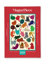 Curious Cats is a MasterPiece wooden jigsaw puzzle featuring a delightful collection of curious cats in various poses and playful scenes. This charming puzzle is a must-have for cat lovers! Precision-cut from 3mm thick wood and expertly printed, our MasterPiece puzzles offer a tactile and satisfying puzzling experience like no other. like no other. This puzzle is perfect for 'crazy cat ladies', art lovers and anyone looking for a thoughtful gift.
