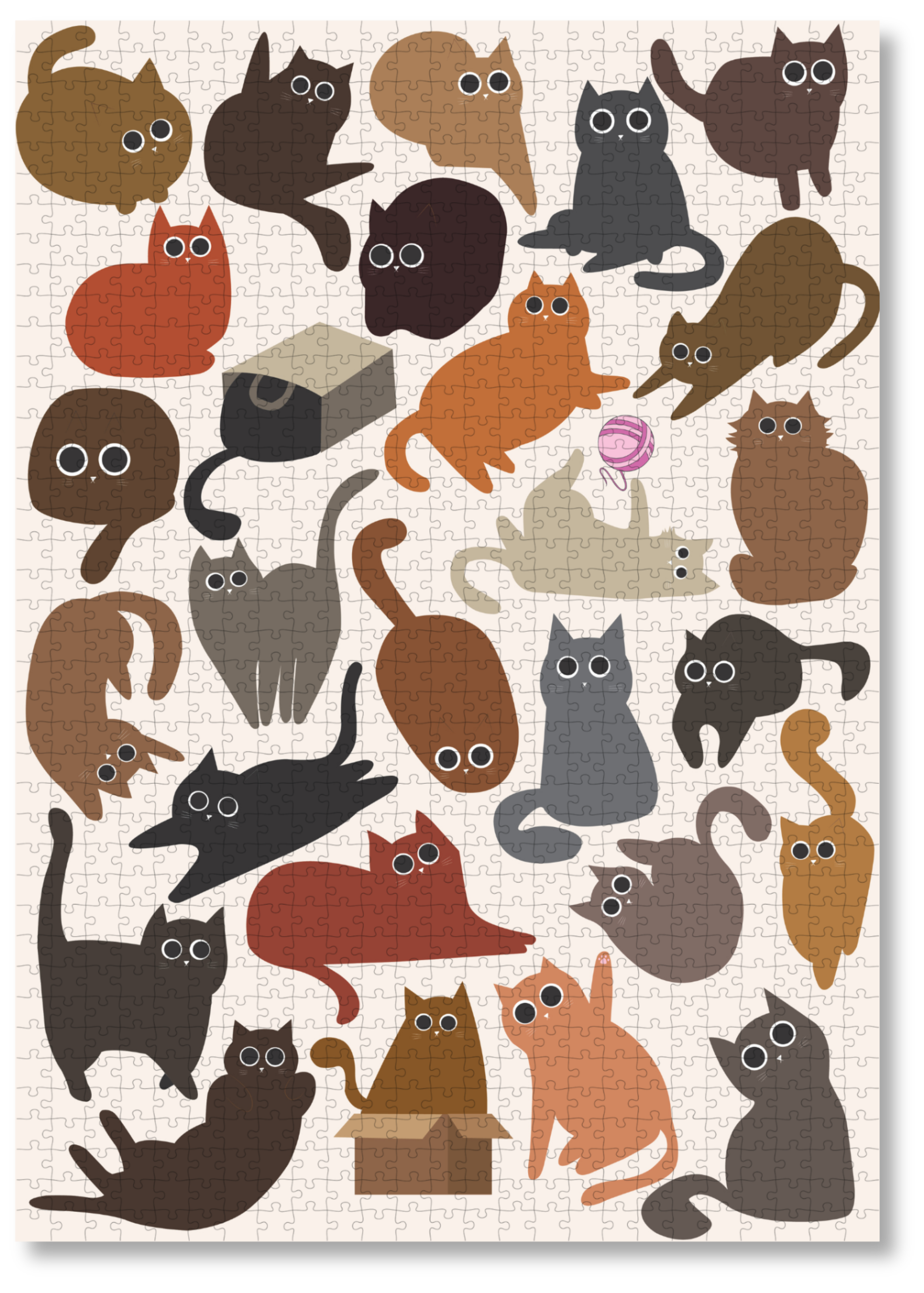 Curious Cats is a MasterPiece wooden jigsaw puzzle featuring a delightful collection of curious cats in various poses and playful scenes. This charming puzzle is a must-have for cat lovers! Precision-cut from 3mm thick wood and expertly printed, our MasterPiece puzzles offer a tactile and satisfying puzzling experience like no other. like no other. This puzzle is perfect for 'crazy cat ladies', art lovers and anyone looking for a thoughtful gift.