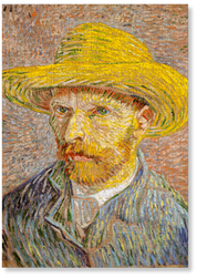 Self-Portrait with a Straw Hat by Van Gogh