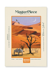 Deadvlei is a MasterPiece wooden jigsaw puzzle from the African Odyssey poster series designed to showcase Africa’s most iconic natural wonders. 
Precision-cut from 3mm thick wood and expertly printed, our MasterPiece puzzles offer a tactile and satisfying puzzling experience like no other. They are perfect for art lovers, nature enthusiasts and anyone looking for a thoughtful gift.