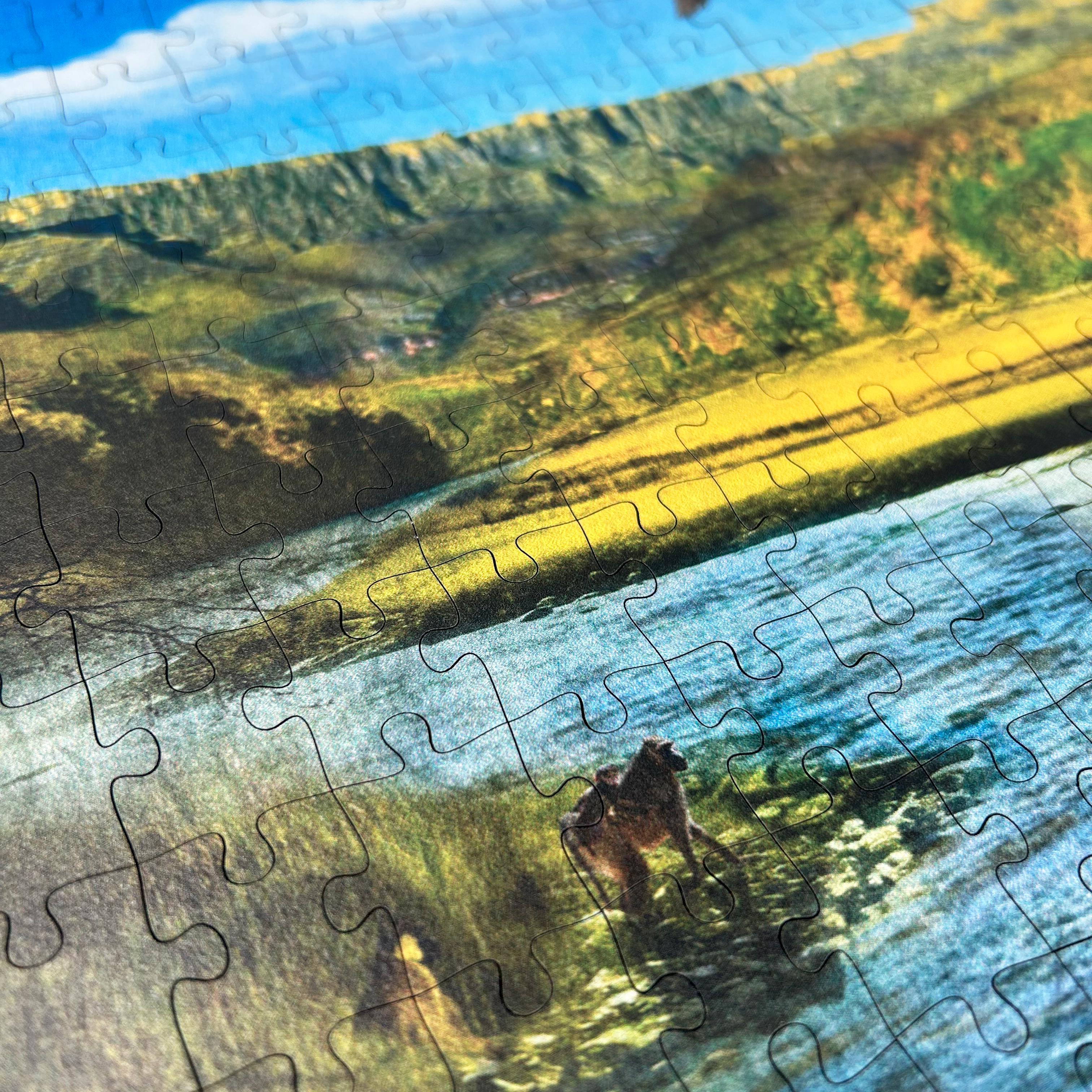 MasterPiece luxury wooden puzzle of African Odyssey Drakensberg poster, featuring the Drakensberg Amphitheatre. Made in Cape Town, South Africa.