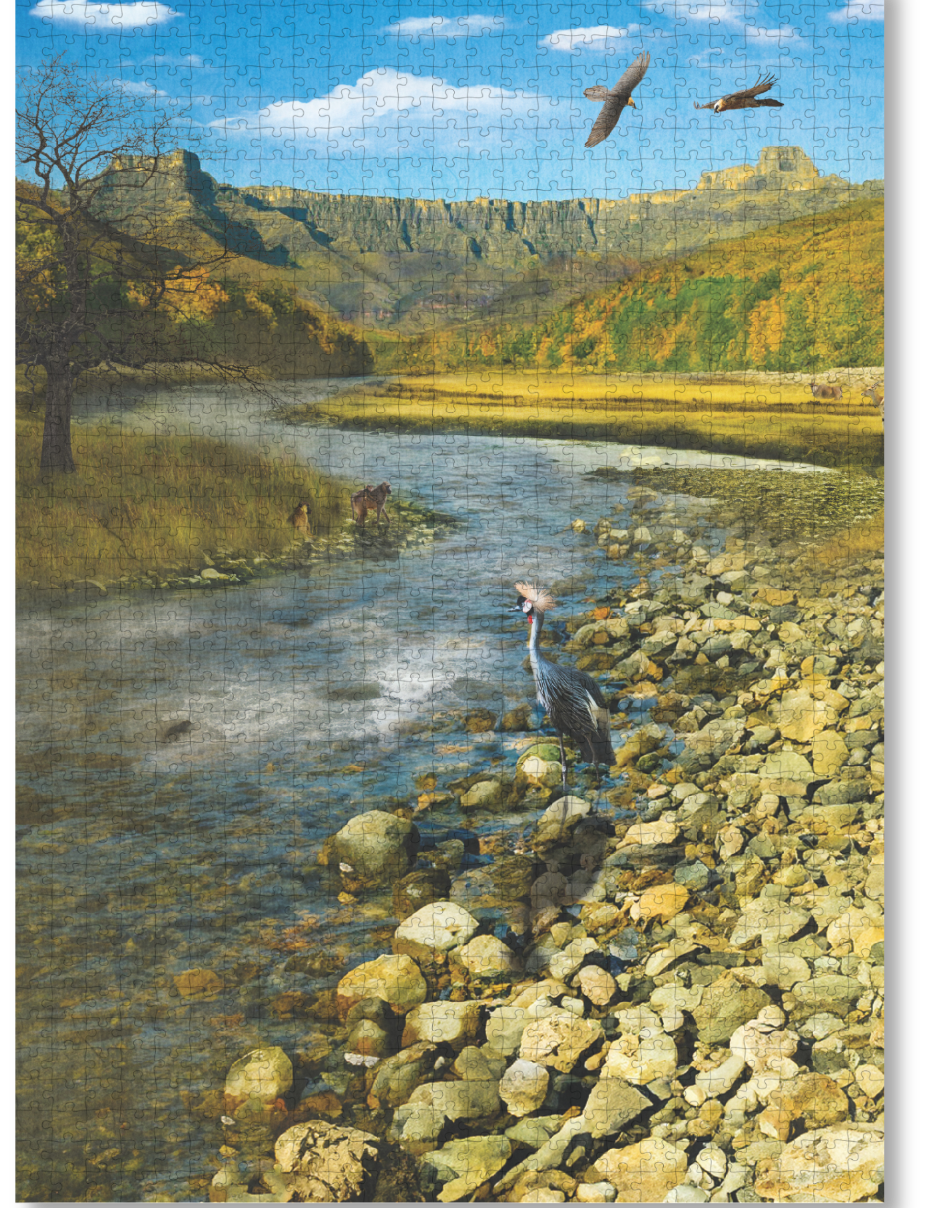 Drakensberg is a MasterPiece wooden jigsaw puzzle from the African Odyssey poster series designed to showcase Africa’s most iconic natural wonders. The Drakensberg Amphitheatre, located in KwaZulu-Natal, South Africa, stretches over 5 km and rises up to 1.2 km high. Precision-cut from 3mm thick wood and expertly printed, our MasterPiece puzzles offer a tactile and satisfying puzzling experience like no other. They are perfect for art lovers, nature enthusiasts and anyone looking for a thoughtful gift.