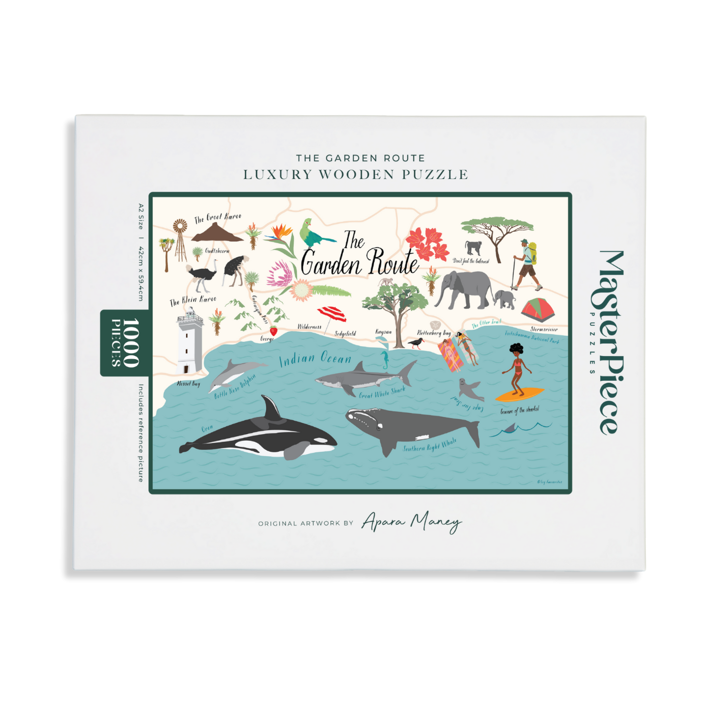 The Garden Route is a MasterPiece wooden jigsaw puzzle that features the stunning stretch of coast, forests and mountains along South Africa’s southeastern coast. Precision-cut from 3mm thick wood and expertly printed, our MasterPiece puzzles offer a tactile and satisfying puzzling experience like no other. They are perfect for art lovers, proud South Africans, tourists and anyone looking for a thoughtful gift. 