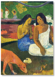 Arearea is a premium wooden jigsaw puzzle of one of Paul Gauguin's paintings.  Perfect for classic art lovers and anyone looking for a thoughtful gift. 