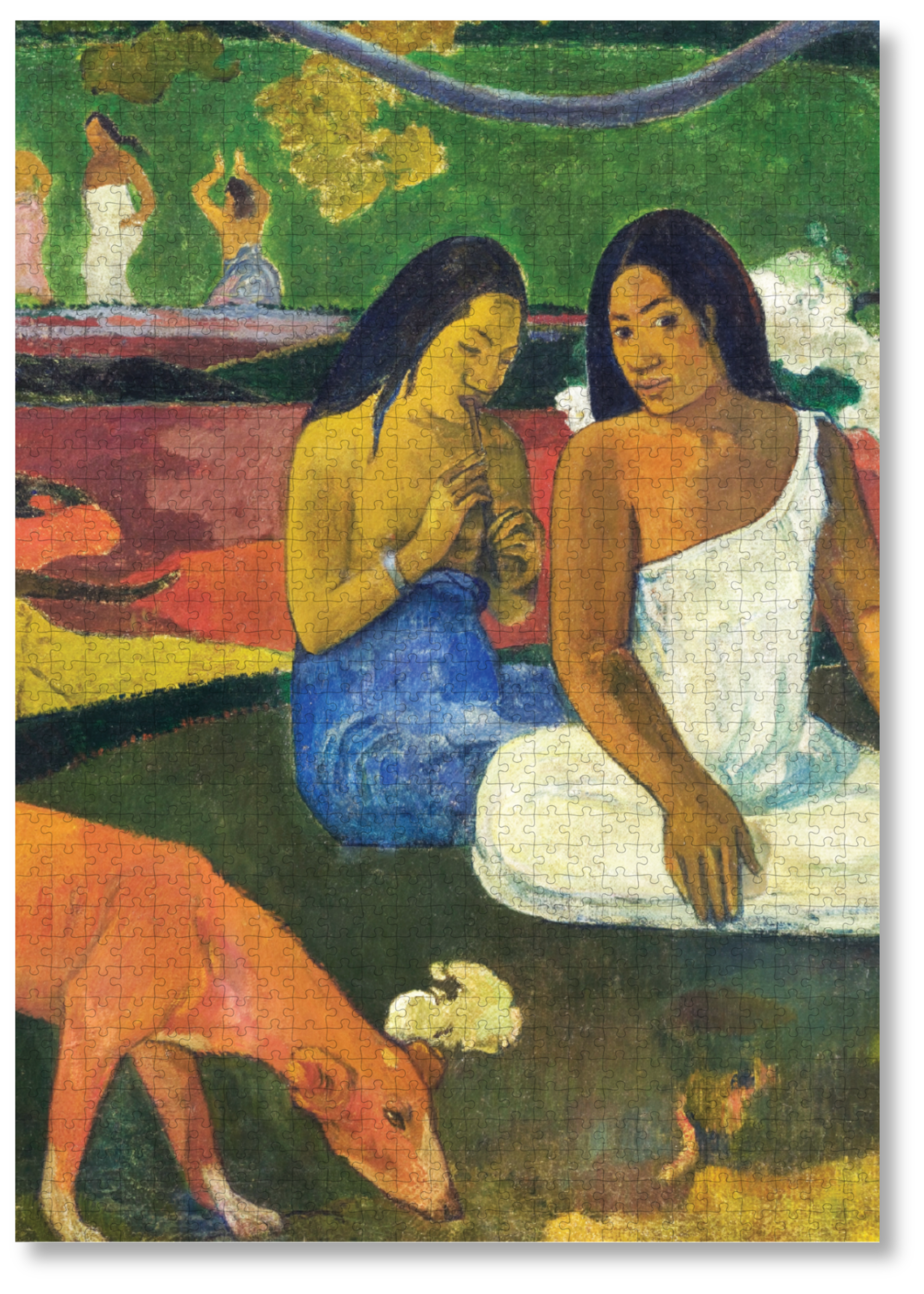 Arearea is a premium wooden jigsaw puzzle of one of Paul Gauguin's paintings.  Perfect for classic art lovers and anyone looking for a thoughtful gift. 