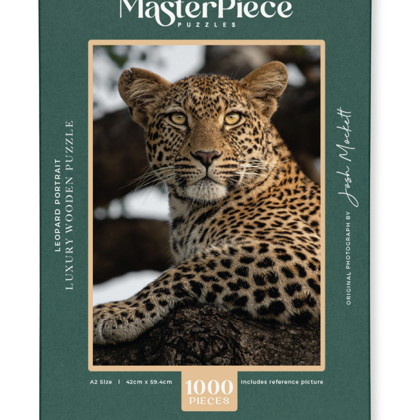 Leopard Portrait is a MasterPiece wooden jigsaw puzzle that features a beautiful portrait photograph of a leopard.

Precision-cut from 3mm thick wood and expertly printed, our MasterPiece puzzles offer a tactile and satisfying puzzling experience like no other. They are perfect for wildlife lovers, nature enthusiasts and anyone looking for a thoughtful gift.