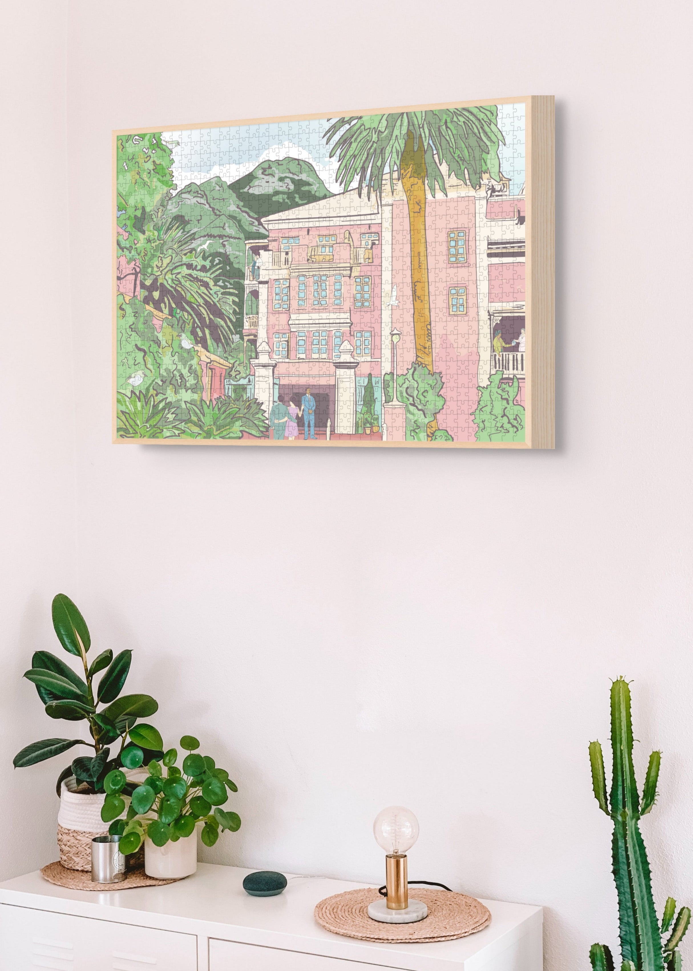 Mount Nelson is a MasterPiece wooden jigsaw puzzle featuring an illustration of the legendary "Pink Lady" hotel.
Precision-cut from 3mm thick wood and expertly printed, our MasterPiece puzzles offer a tactile and satisfying puzzling experience like no other. This puzzle is perfect for art enthusiasts, Cape Town lovers and anyone looking for a thoughtful gift.