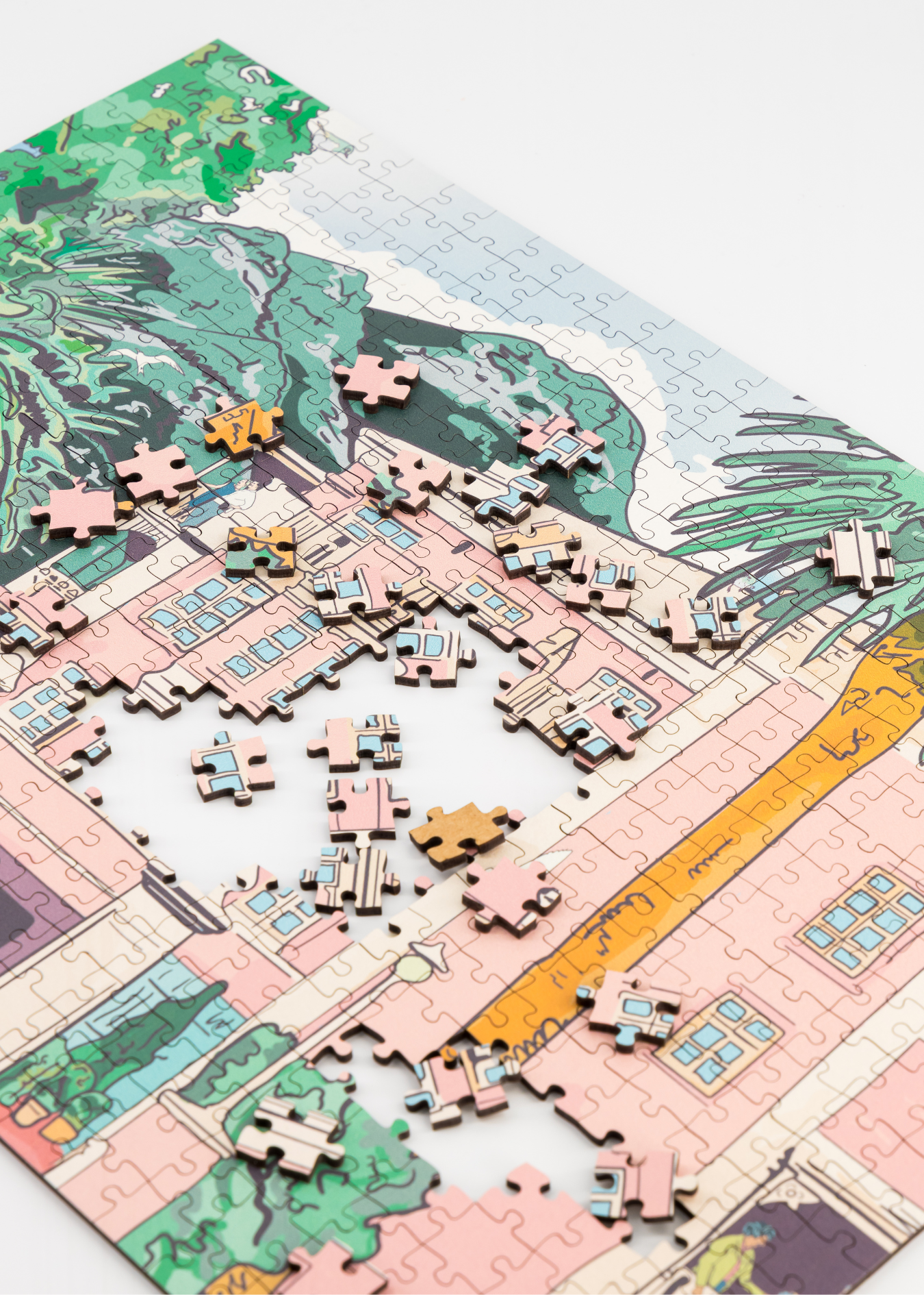 Mount Nelson is a MasterPiece wooden jigsaw puzzle featuring an illustration of the legendary "Pink Lady" hotel.
Precision-cut from 3mm thick wood and expertly printed, our MasterPiece puzzles offer a tactile and satisfying puzzling experience like no other. This puzzle is perfect for art enthusiasts, Cape Town lovers and anyone looking for a thoughtful gift.
