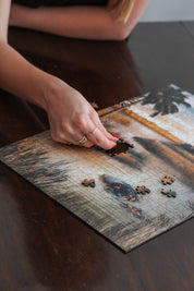 Okavango Delta is a MasterPiece wooden jigsaw puzzle. This design captures the vast wetland in Botswana, renowned for its rich biodiversity and stunning natural beauty. Precision-cut from 3mm thick wood and expertly printed, our MasterPiece puzzles offer a tactile and satisfying puzzling experience like no other. They are perfect for art lovers, nature enthusiasts and anyone looking for a thoughtful gift.