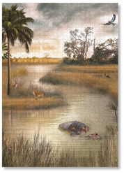 Okavango Delta is a MasterPiece wooden jigsaw puzzle. This design captures the vast wetland in Botswana, renowned for its rich biodiversity and stunning natural beauty. Precision-cut from 3mm thick wood and expertly printed, our MasterPiece puzzles offer a tactile and satisfying puzzling experience like no other. They are perfect for art lovers, nature enthusiasts and anyone looking for a thoughtful gift.