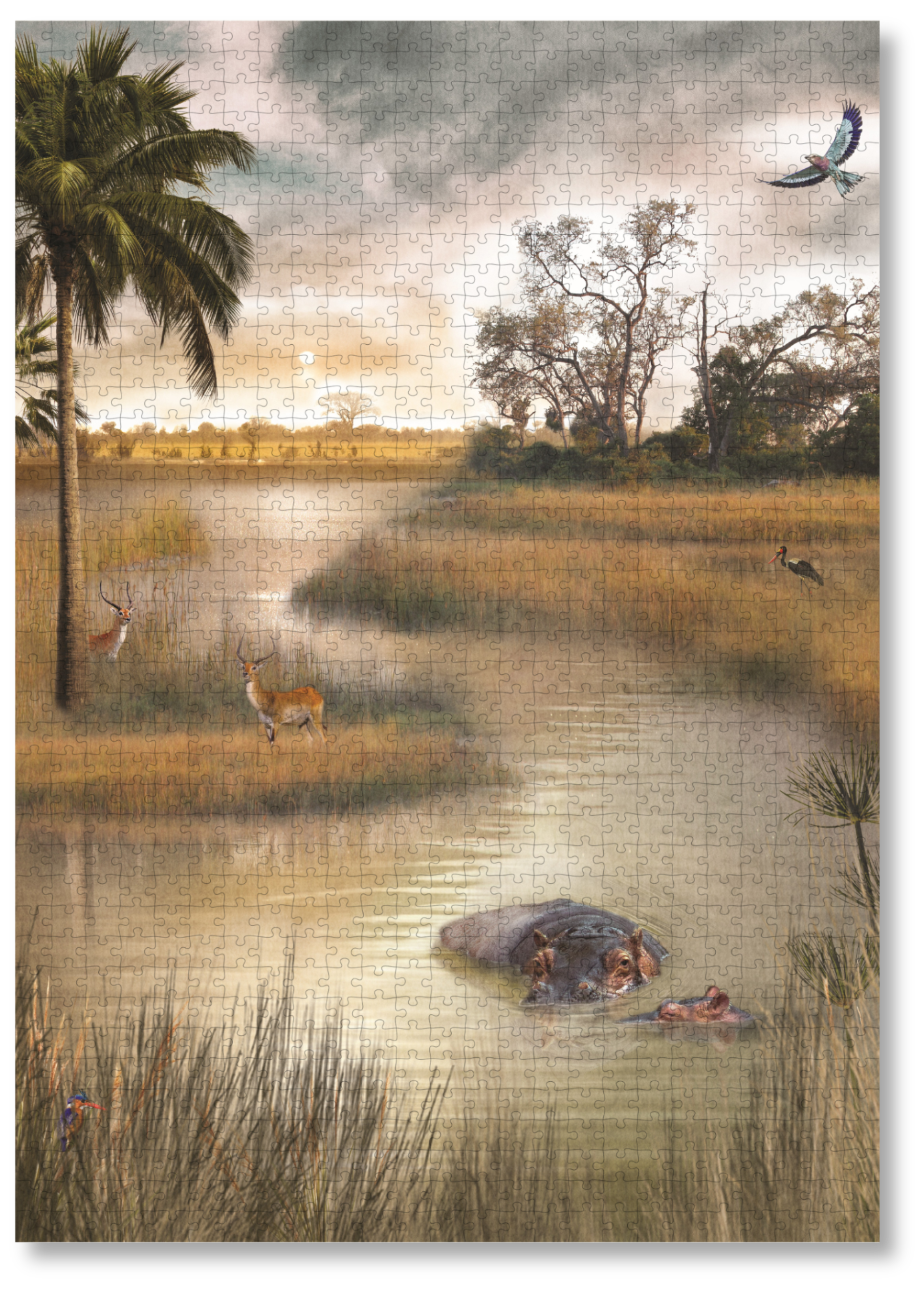 Okavango Delta is a MasterPiece wooden jigsaw puzzle. This design captures the vast wetland in Botswana, renowned for its rich biodiversity and stunning natural beauty. Precision-cut from 3mm thick wood and expertly printed, our MasterPiece puzzles offer a tactile and satisfying puzzling experience like no other. They are perfect for art lovers, nature enthusiasts and anyone looking for a thoughtful gift.