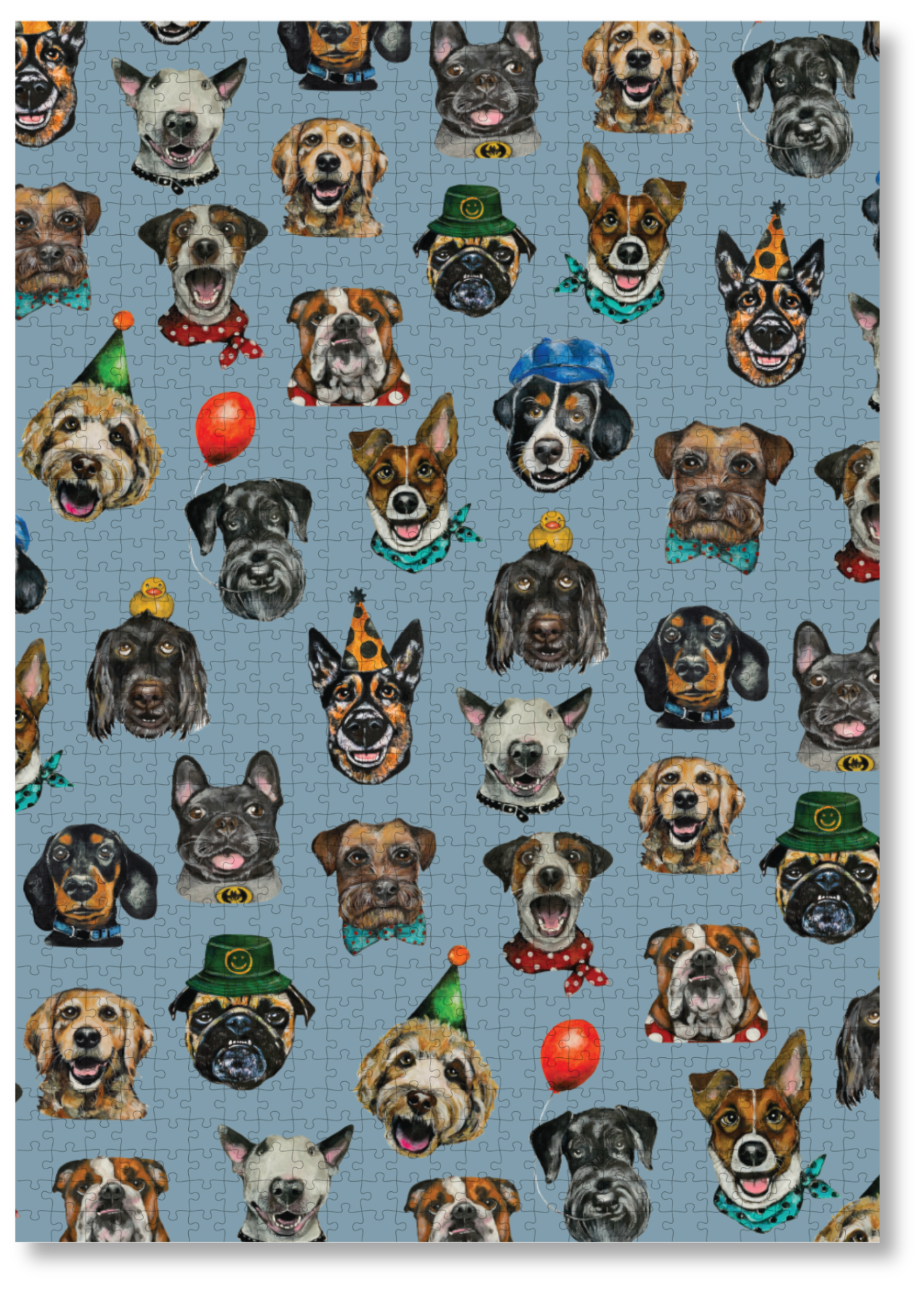 Party Dogs is a MasterPiece wooden jigsaw puzzle that features a playful acrylic artwork of a delightful mix of dog breeds, each sporting fun accessories. Piece together the cheerful chaos, and watch as the charming canine party comes to life.

Precision-cut from 3mm thick wood and expertly printed, our MasterPiece puzzles offer a tactile and satisfying puzzling experience like no other. They are perfect for dog lovers, puzzle enthusiasts and anyone looking for a thoughtful gift. 