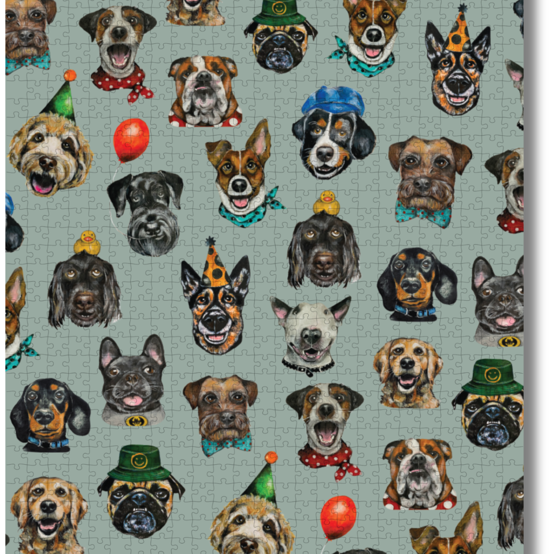Party Dogs is a MasterPiece wooden jigsaw puzzle that features a playful acrylic artwork of a delightful mix of dog breeds, each sporting fun accessories. Piece together the cheerful chaos, and watch as the charming canine party comes to life.

Precision-cut from 3mm thick wood and expertly printed, our MasterPiece puzzles offer a tactile and satisfying puzzling experience like no other. They are perfect for dog lovers, puzzle enthusiasts and anyone looking for a thoughtful gift. 