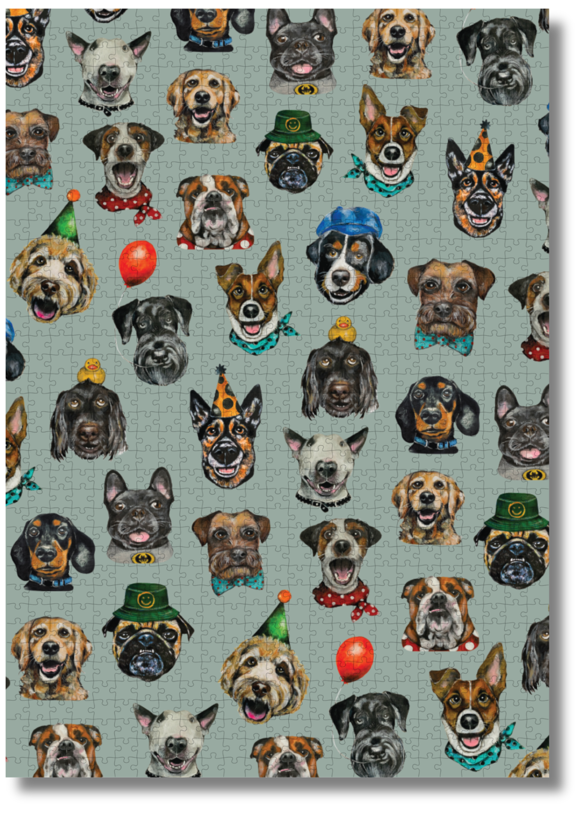 Party Dogs is a MasterPiece wooden jigsaw puzzle that features a playful acrylic artwork of a delightful mix of dog breeds, each sporting fun accessories. Piece together the cheerful chaos, and watch as the charming canine party comes to life.

Precision-cut from 3mm thick wood and expertly printed, our MasterPiece puzzles offer a tactile and satisfying puzzling experience like no other. They are perfect for dog lovers, puzzle enthusiasts and anyone looking for a thoughtful gift. 