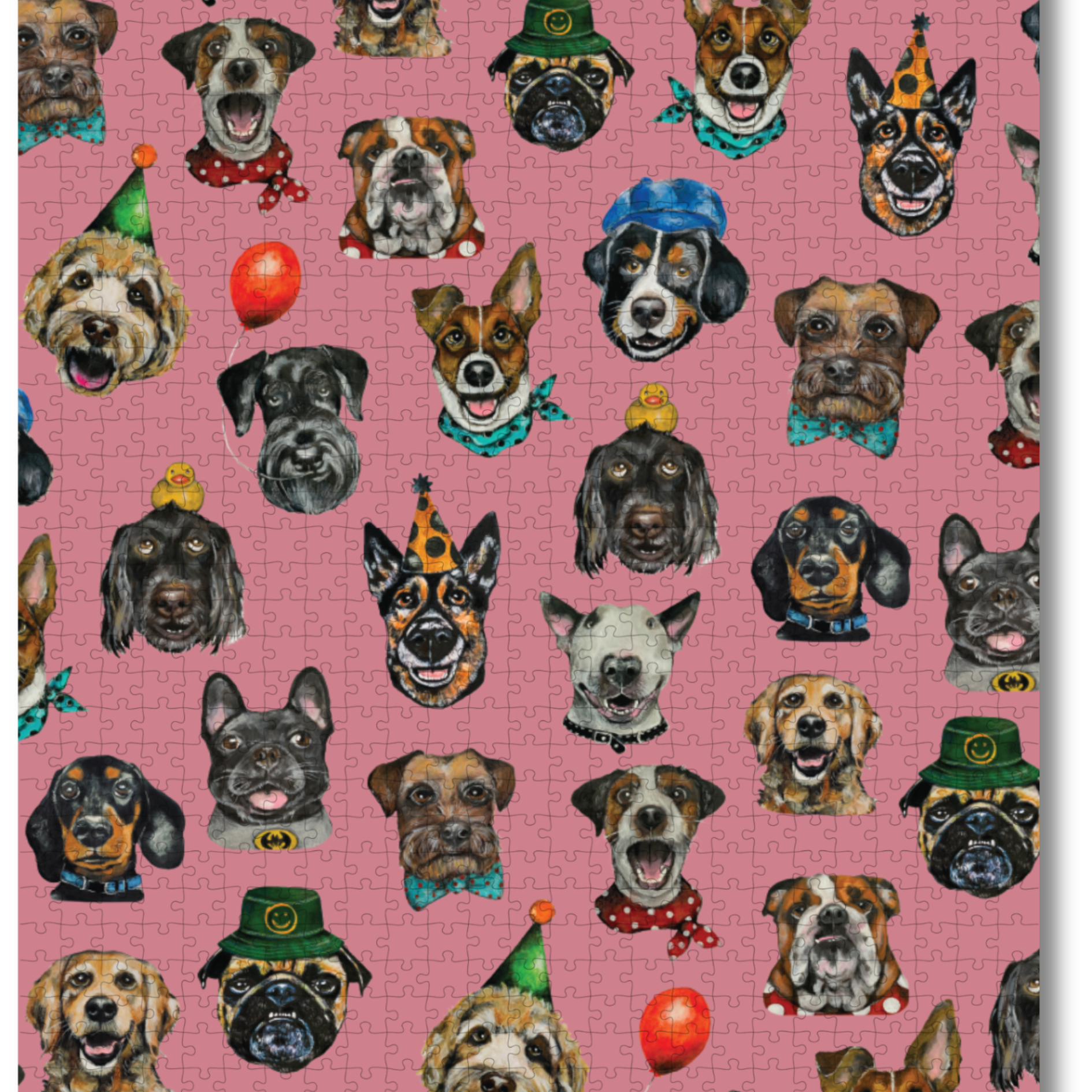 Party Dogs is a MasterPiece wooden jigsaw puzzle that features a playful acrylic artwork of a delightful mix of dog breeds, each sporting fun accessories. Piece together the cheerful chaos, and watch as the charming canine party comes to life.

Precision-cut from 3mm thick wood and expertly printed, our MasterPiece puzzles offer a tactile and satisfying puzzling experience like no other. They are perfect for dog lovers, puzzle enthusiasts and anyone looking for a thoughtful gift. 