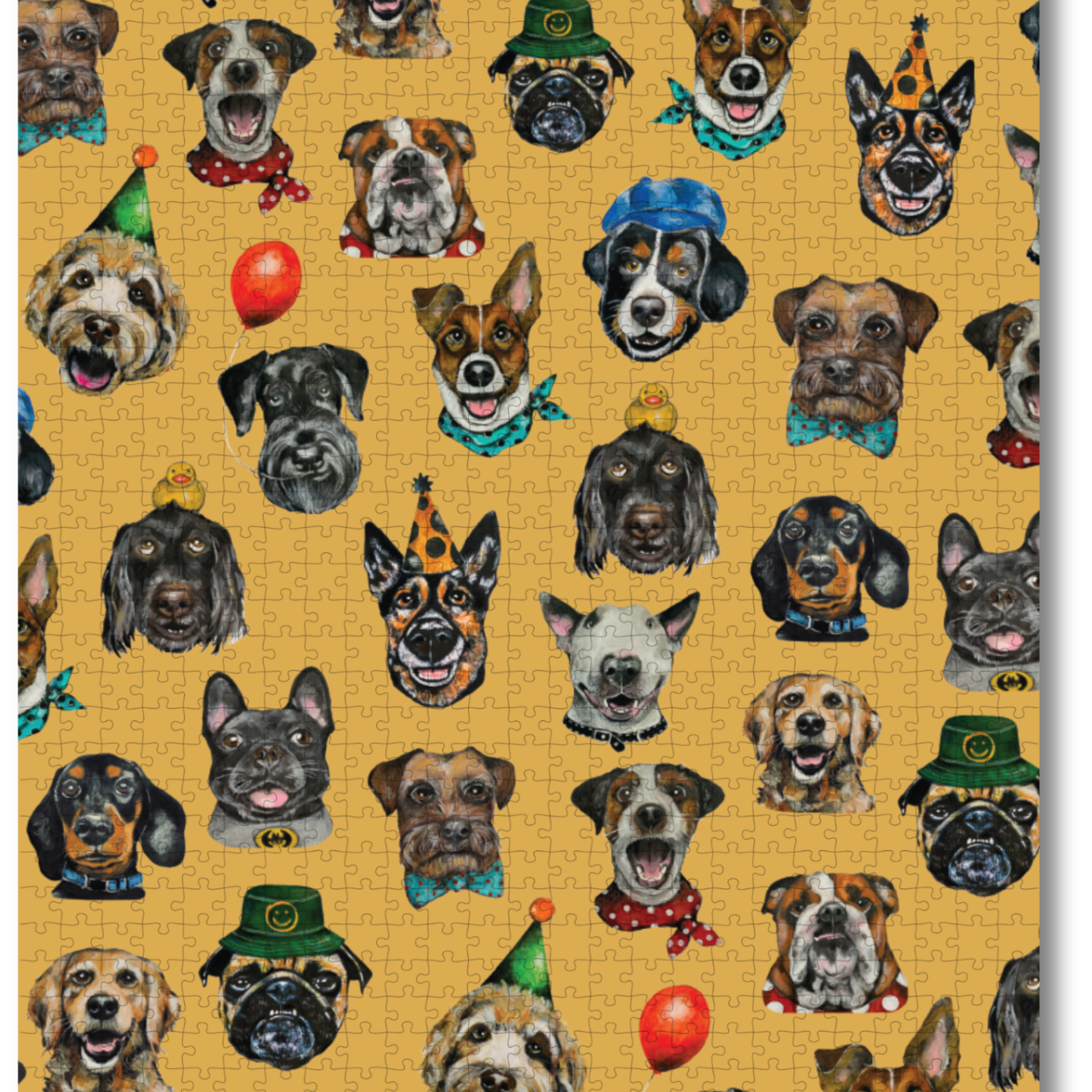 Party Dogs is a MasterPiece wooden jigsaw puzzle that features a playful acrylic artwork of a delightful mix of dog breeds, each sporting fun accessories. Piece together the cheerful chaos, and watch as the charming canine party comes to life.

Precision-cut from 3mm thick wood and expertly printed, our MasterPiece puzzles offer a tactile and satisfying puzzling experience like no other. They are perfect for dog lovers, puzzle enthusiasts and anyone looking for a thoughtful gift. 