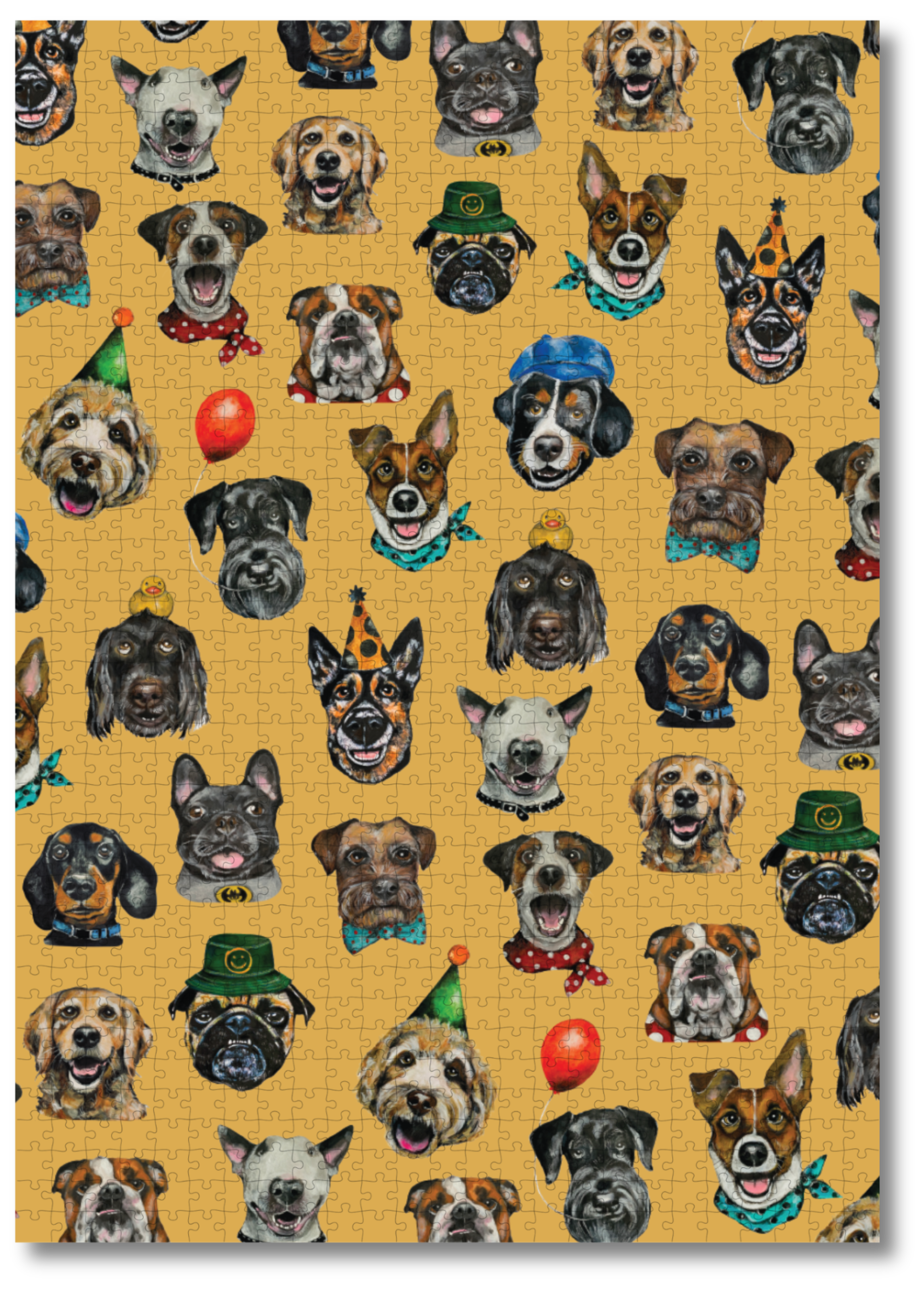 Party Dogs is a MasterPiece wooden jigsaw puzzle that features a playful acrylic artwork of a delightful mix of dog breeds, each sporting fun accessories. Piece together the cheerful chaos, and watch as the charming canine party comes to life.

Precision-cut from 3mm thick wood and expertly printed, our MasterPiece puzzles offer a tactile and satisfying puzzling experience like no other. They are perfect for dog lovers, puzzle enthusiasts and anyone looking for a thoughtful gift. 
