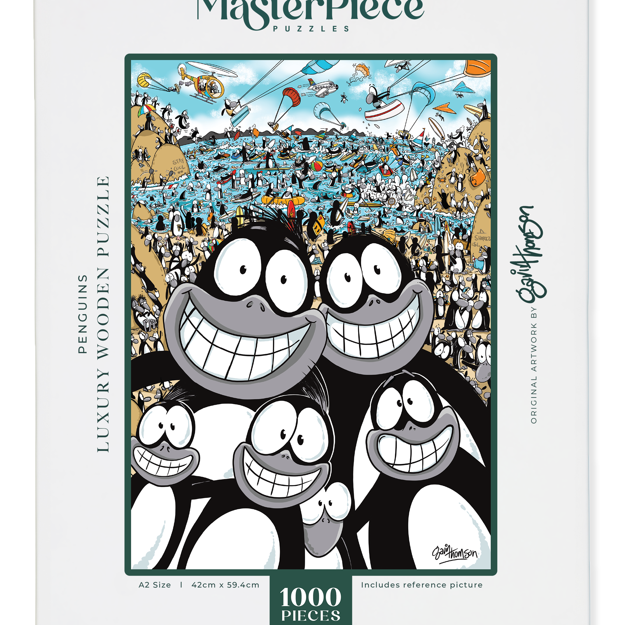 Penguins is a MasterPiece wooden jigsaw puzzle that features Boulders Beach, home to some of South Africa's most beloved residents, the African penguin. Precision-cut from 3mm thick wood and expertly printed, our MasterPiece puzzles offer a tactile and satisfying puzzling experience like no other. They are perfect for art lovers, proud South Africans, tourists and anyone looking for a thoughtful gift.