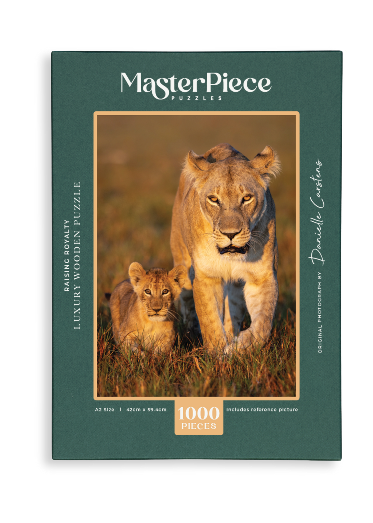 Raising Royalty is  MasterPiece wooden jigsaw puzzle that features a beautiful photograph of a lioness and her cub.

Precision-cut from 3mm wood and expertly printed, our MasterPiece puzzles offer a tactile and satisfying puzzling experience like no other. They are perfect for wildlife lovers, nature enthusiasts and anyone looking for a thoughtful gift.
