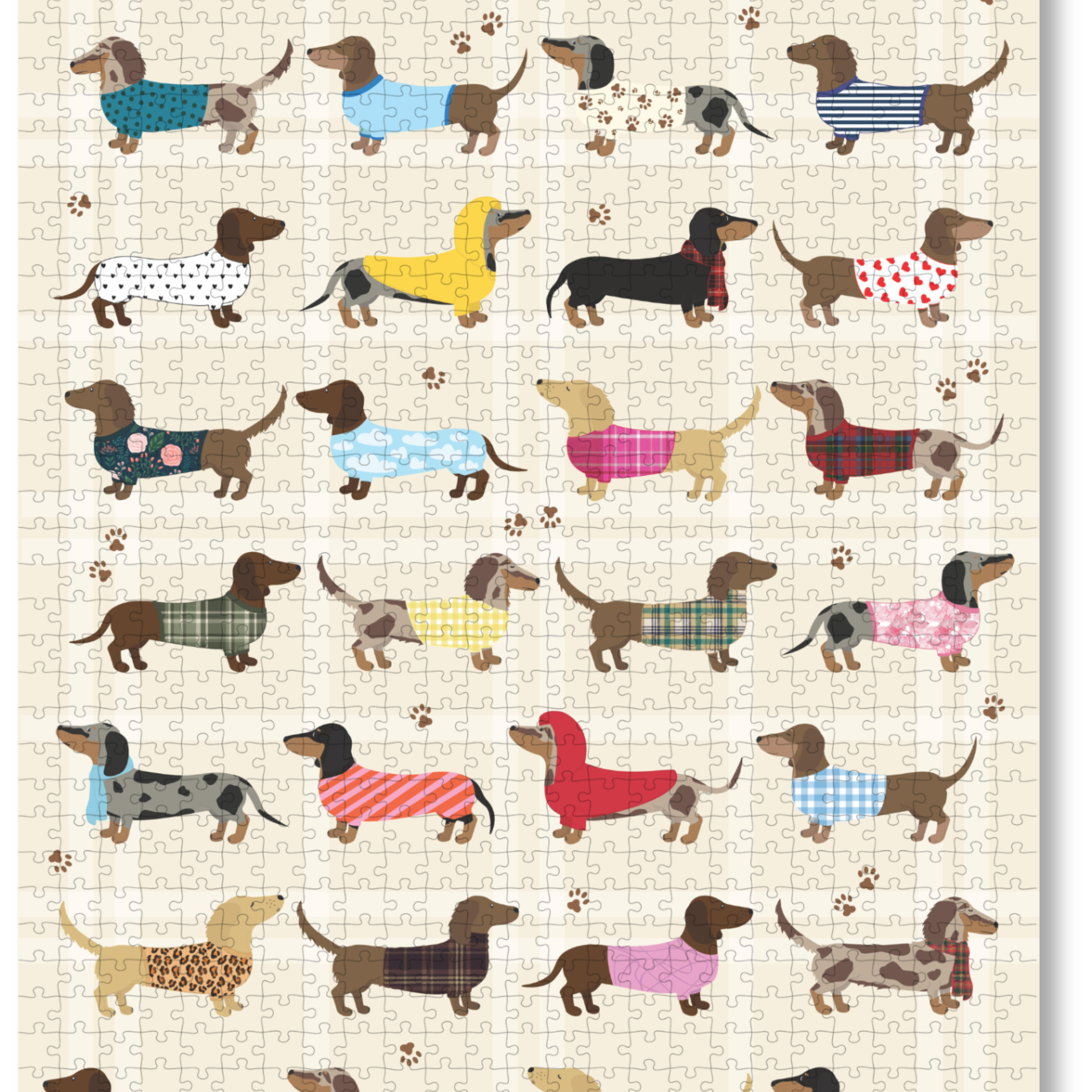 Stylish Sausages is a MasterPiece wooden jigsaw puzzle featuring an adorable line-up of sausage dogs strutting their stuff in various colourful jerseys and scarves, a must-have for dachshund lovers!

Precision-cut from 3mm thick wood and expertly printed, our MasterPiece puzzles offer a tactile and satisfying puzzling experience like no other. This puzzle is perfect for dachshund lovers and anyone looking for a thoughtful gift. 