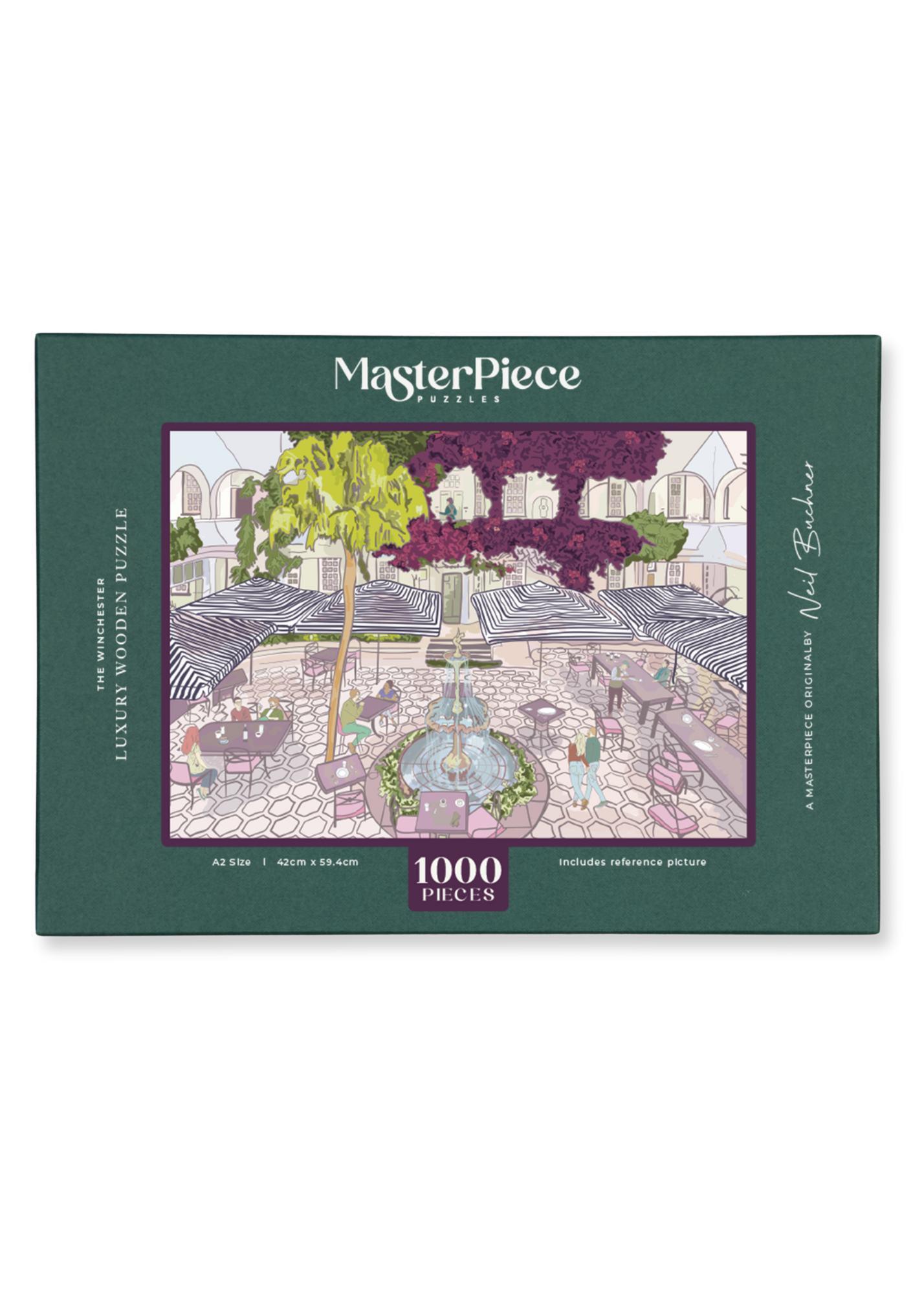 The Winchester is a MasterPiece wooden jigsaw puzzle featuring the The Winchester Hotel’s iconic courtyard. Precision-cut from 3mm thick wood and expertly printed, our MasterPiece puzzles offer a tactile and satisfying puzzling experience like no other. This puzzle is perfect for art lovers, Cape Town enthusiasts and anyone looking for a thoughtful gift.