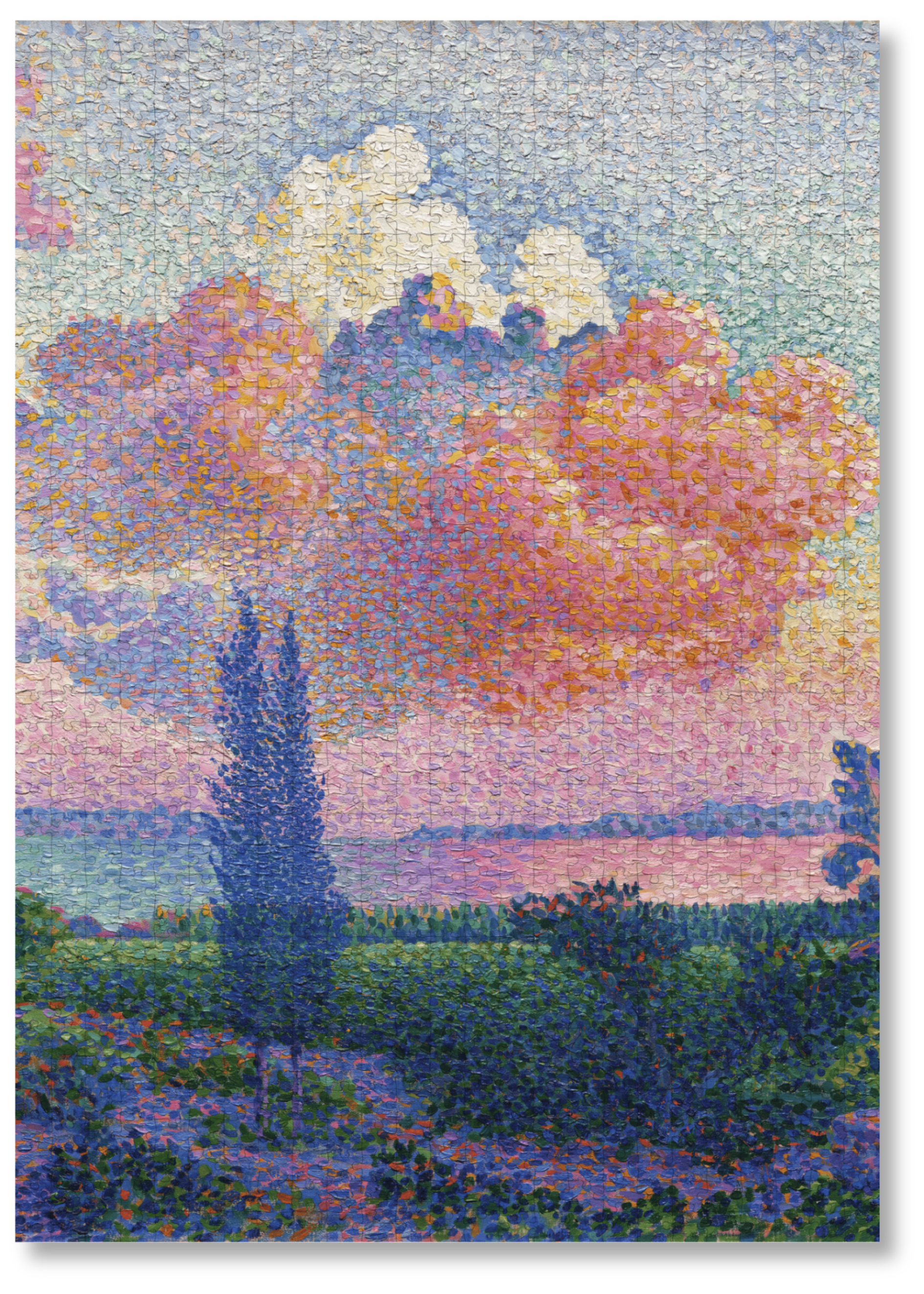 The Pink Cloud is a MasterPiece wooden jigsaw puzzle of a serene landscape featuring a soft, glowing sky. This artwork captures Henri-Edmond Cross’s expressive use of colour and atmosphere.

Precision-cut from 3mm thick wood and expertly printed, our MasterPiece puzzles offer a tactile and satisfying puzzling experience like no other. They are perfect for classic art lovers and anyone looking for a thoughtful gift. 