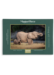 Trunks in Tandem is a MasterPiece wooden jigsaw puzzle that features a beautiful photograph of an elephant and elephant calf both drinking water with their trunks in their mouths.

Precision-cut from 3mm wood and expertly printed, our MasterPiece puzzles offer a tactile and satisfying puzzling experience like no other. They are perfect for wildlife lovers, nature enthusiasts and anyone looking for a thoughtful gift.