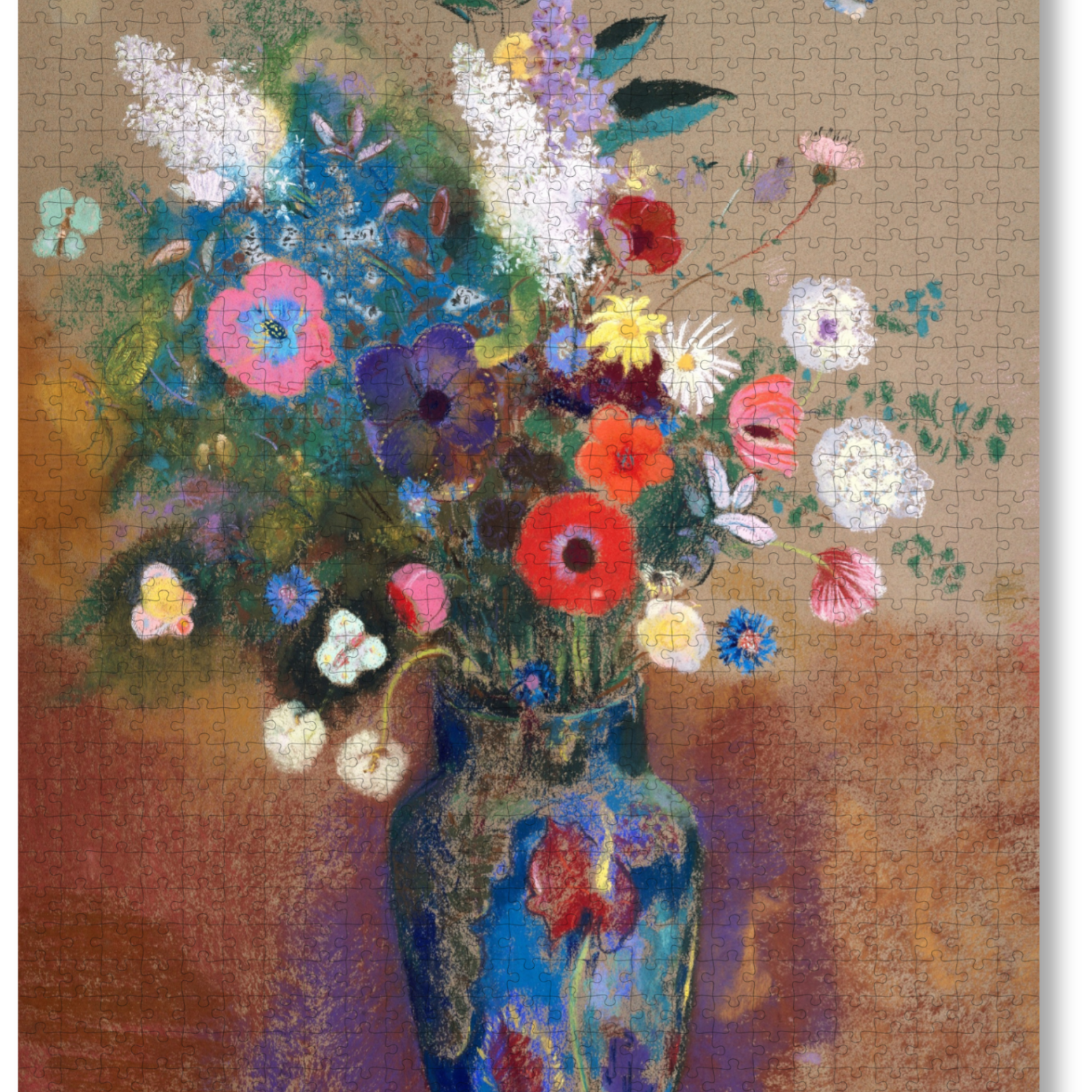 Vase of Flowers is a MasterPiece wooden jigsaw puzzle of Redon’s Vase of Flowers, a painting of vibrant floral composition with rich colour and detail.
Precision-cut from 3mm thick wood and expertly printed, our MasterPiece puzzles offer a tactile and satisfying puzzling experience like no other. They are perfect for classic art lovers, floral enthusiasts and anyone looking for a thoughtful gift. 