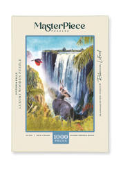 Victoria Falls is a MasterPiece wooden jigsaw puzzle from the African Odyssey poster series designed to showcase Africa’s most iconic natural wonders. This design captures one of the world’s largest waterfalls, on the border of Zambia and Zimbabwe. Precision-cut from 3mm thick wood and expertly printed, our MasterPiece puzzles offer a tactile and satisfying puzzling experience like no other. They are perfect for art lovers, nature enthusiasts and anyone looking for a thoughtful gift.