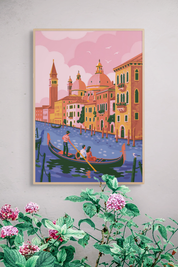 A MasterPiece luxury wooden puzzle of Venice, the floating city. This puzzle features a gondola, pastel buildings and a pink sky. Great for a keep-sake, heirloom, gift ideas and even wall art or home decor if framed.