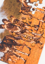 MasterPiece luxury wooden puzzle of a South African wildlife photograph of a pack of wild dogs taken by Richard Flack . A way to disconnect, relieve stress and a great gift idea.