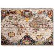 This luxury wooden puzzle is of 'Nova Totius Terrarum Orbis Geographica Ac Hydrographica Tabula Auct. Henr: Hondio'. 